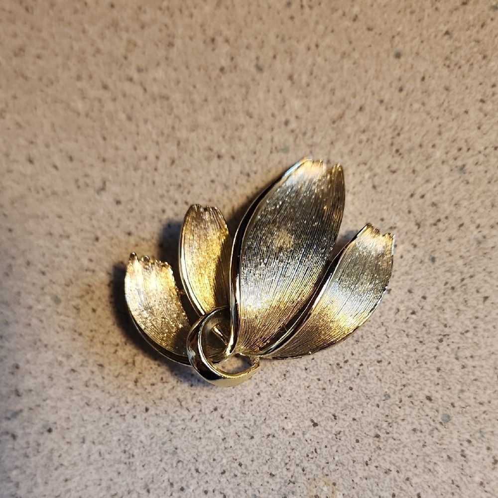 Elegant Gold-Tone Floral Brooch By TARA